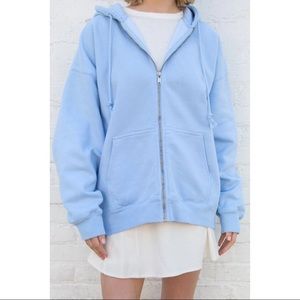 Brandy Melville Womens Christy Sky Blue Hoodie Oversized Fit Cotton Streetwear